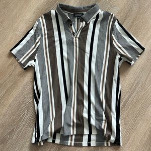 Express Men’s Retro Striped Polo - Sz L
